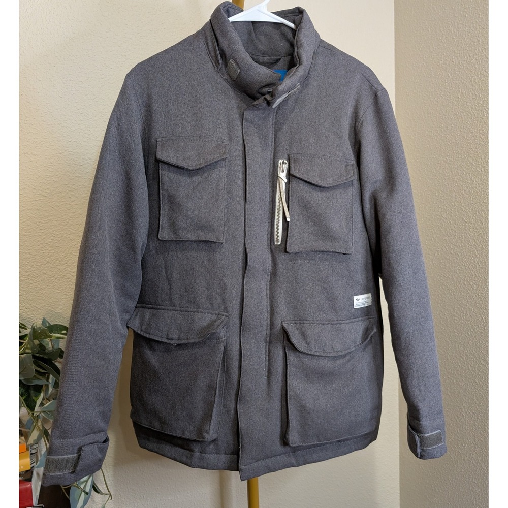 Adidas Originals Japan Grey Herringbone Down Feather Field Jacket M RARE